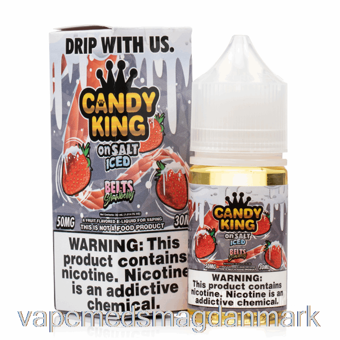 Vape Uden Nikotin Iced Belts Jordbær - Candy King On Salt - 30ml 50mg
